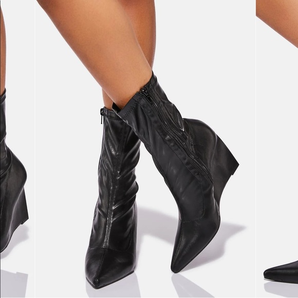 Noir The Sole Heir Wedge Ankle Boots - Picture 8 of 8